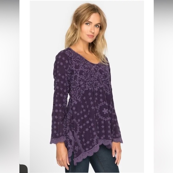 JOHNNY WAS PURPLE JOSSIMAR FLOWY TUNIC XS 💜💜💜 - Picture 1 of 12